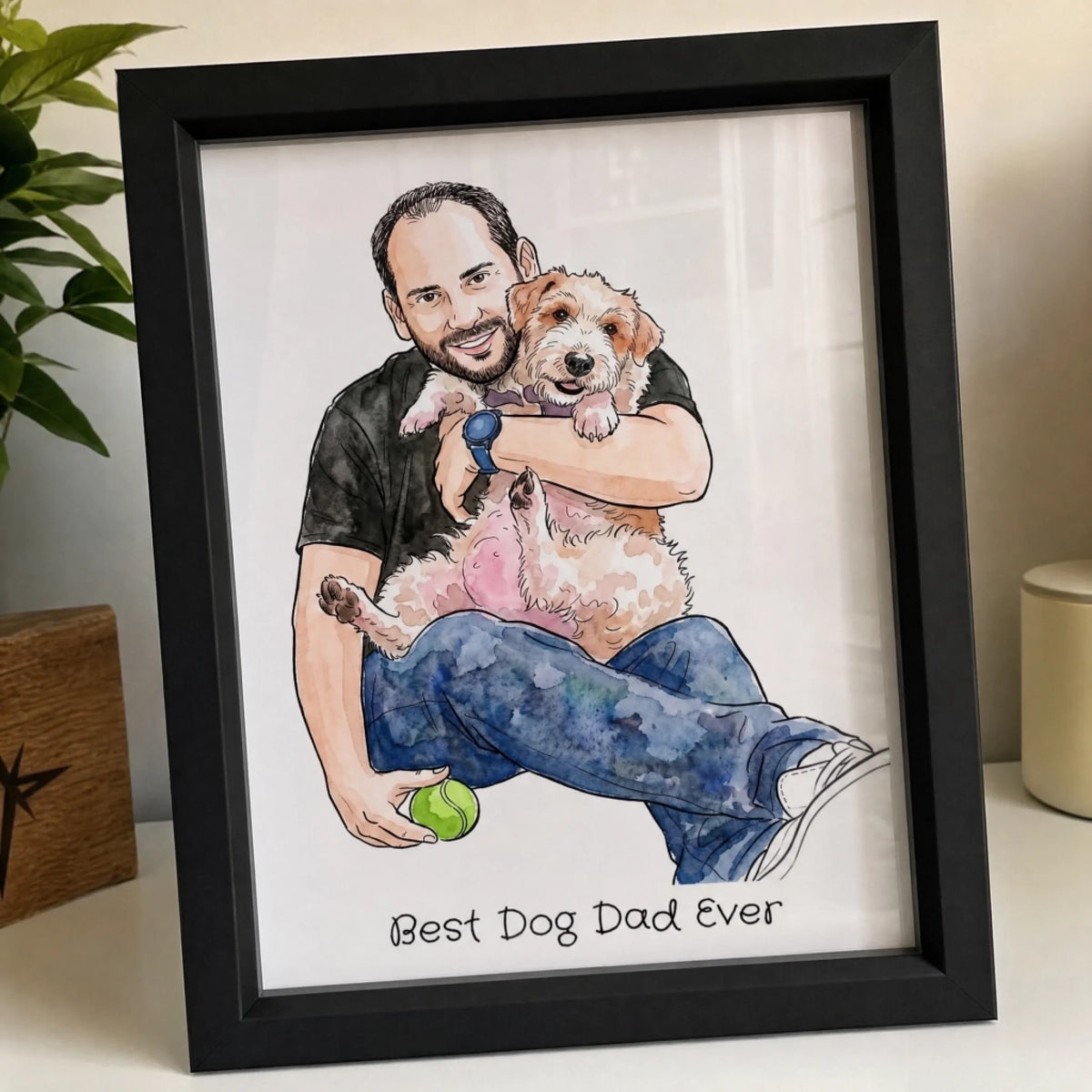 custom pet and owner portrait