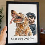 custom pet and owner portrait print by paws and keeps