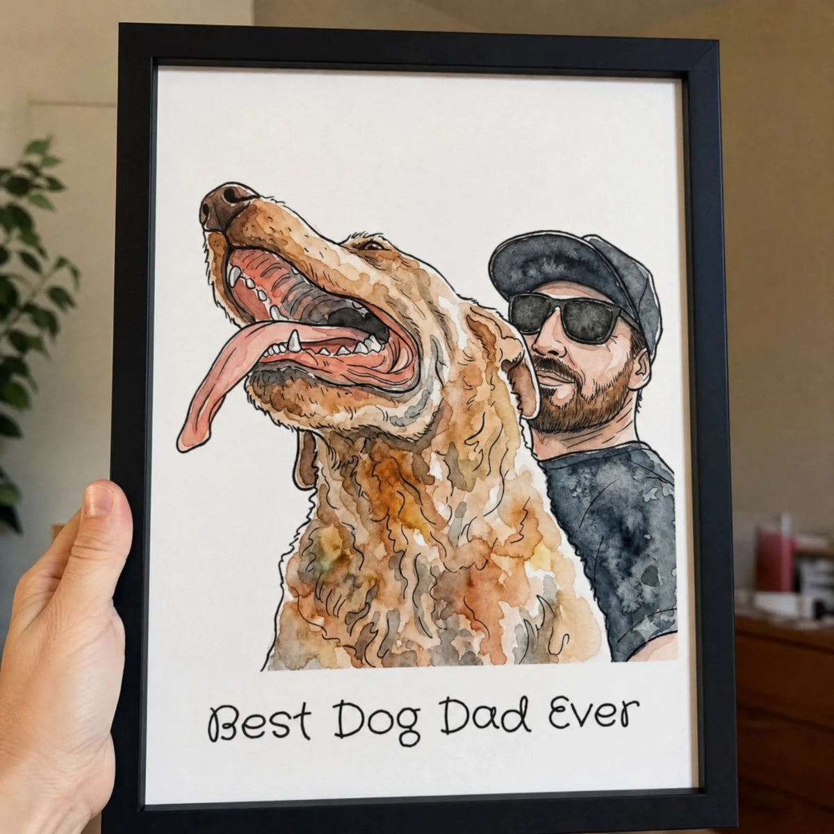 custom pet and owner portrait print by paws and keeps